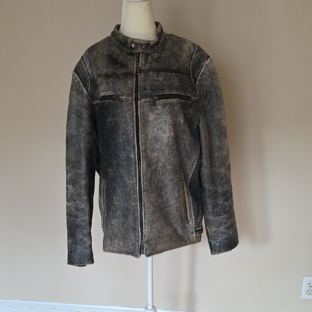 Rogue Men's Vintage Leather Jacket - Black and Brown